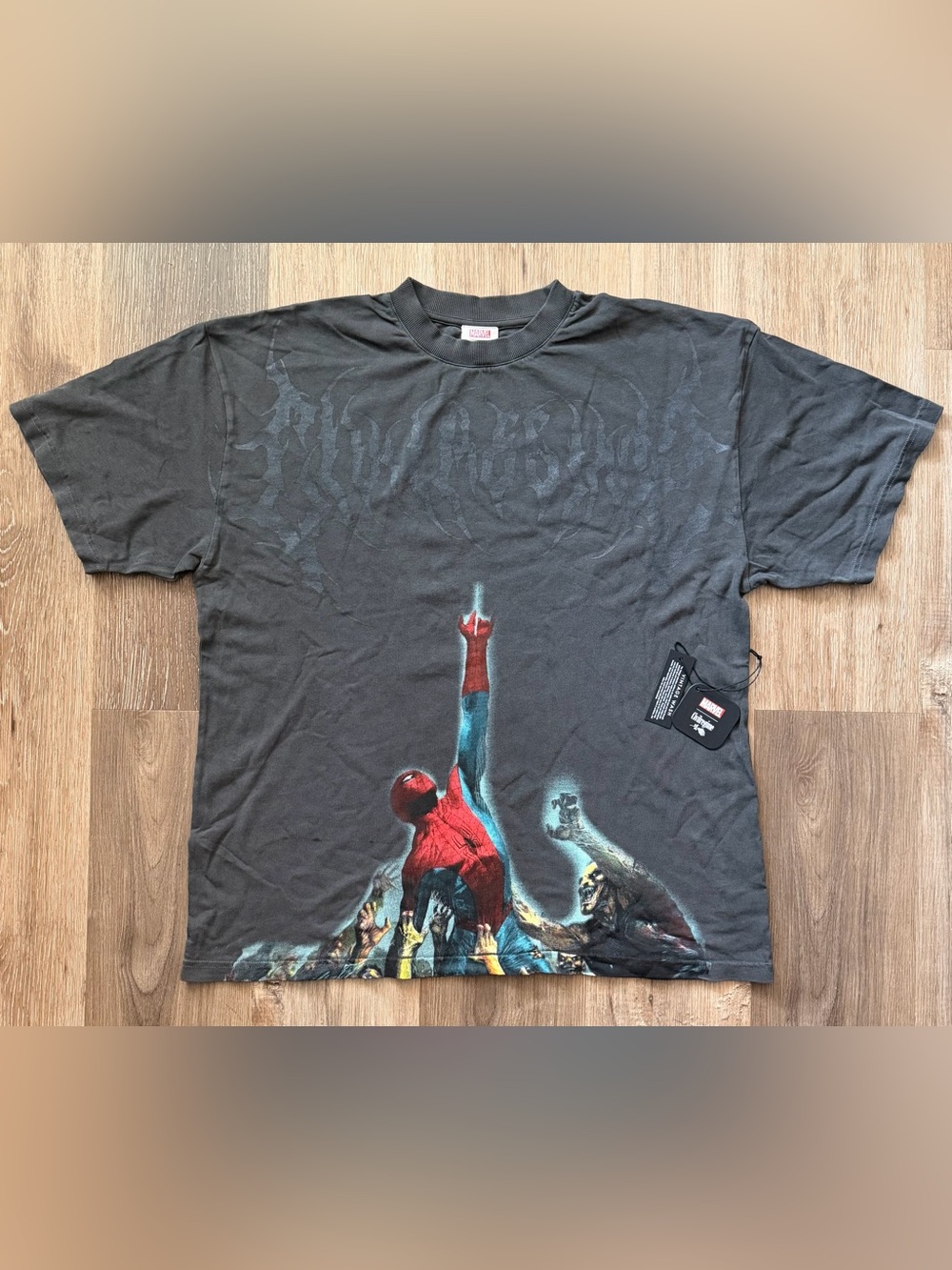 CIVIL REGIME SPIDER-MAN “ZOMBIE SPIDERMAN” OVERSIZED TEE SZ LARGE “MISPRINT”NWOT